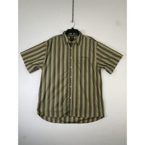 Junction West Shirt Mens XL Green Striped Short Sleeve Button Up Casual Summer